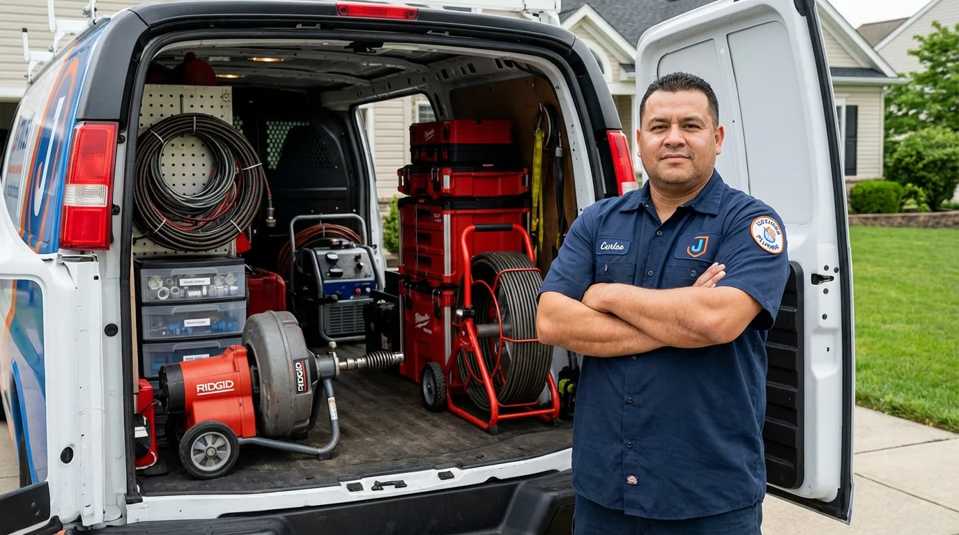 Professional drain cleaning equipment and Johns Plumbing LLC plumber in Porter