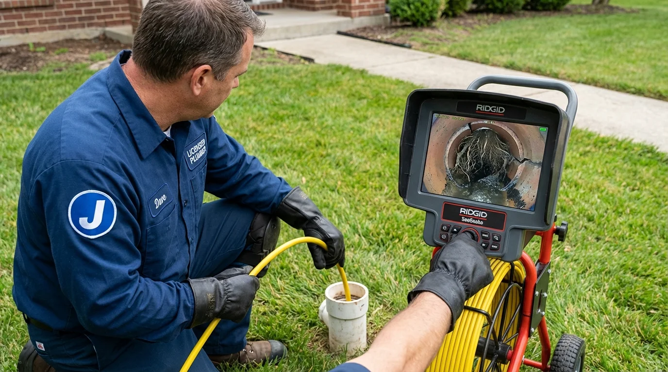 Sewer camera inspection being performed by Johns Plumbing LLC in Porter